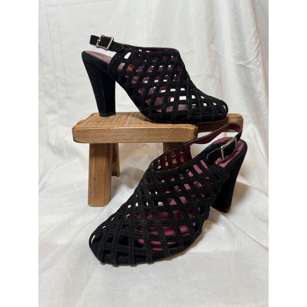 Anthropologie Farylrobin Black Caged Heels Shoes size 7